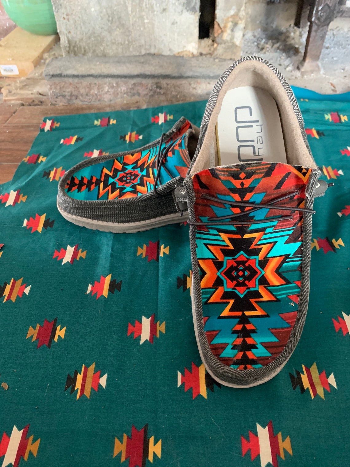 Mens Sunset Aztec Custom Hey Dude Etsy