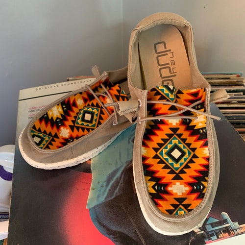 Mens Sunset Aztec Custom Hey Dude Etsy