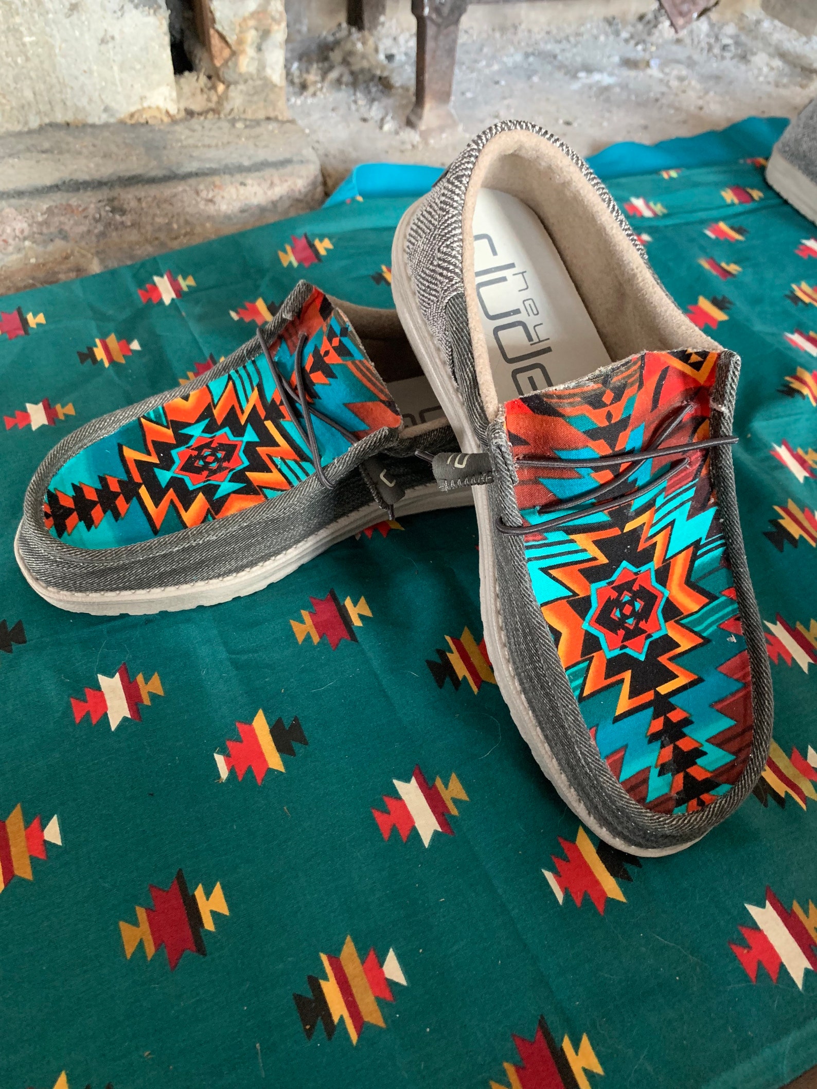 Mens Sunset Aztec Custom Hey Dude Etsy