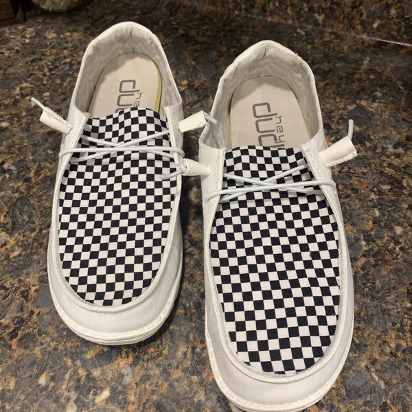 Checkered Vans Inspired Custom Hey Dudes