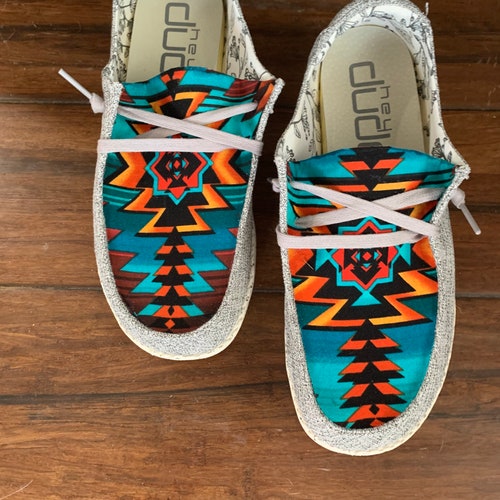Mens Sunset Aztec Custom Hey Dude Etsy