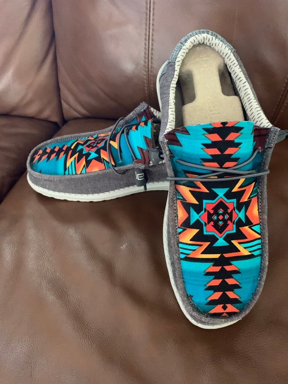 Mens Sunset Aztec Custom Hey Dude - Etsy