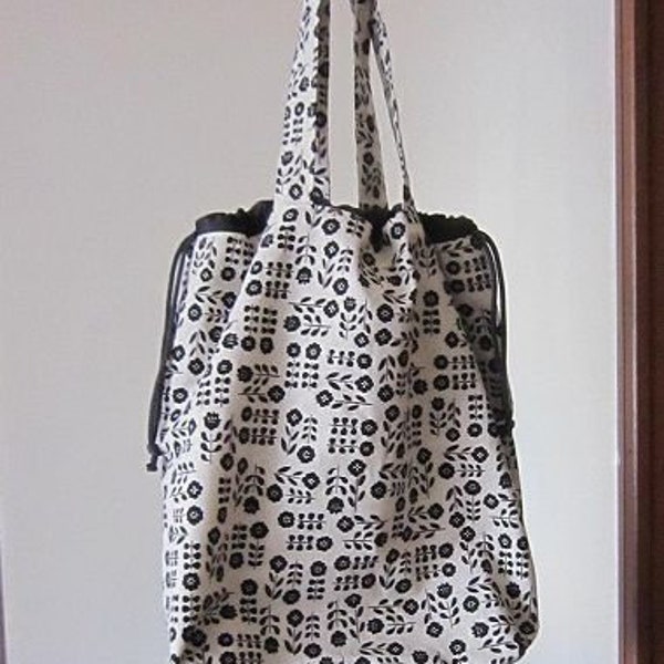 New!! Handmade big drawstring tote bag cotton made in JAPAN