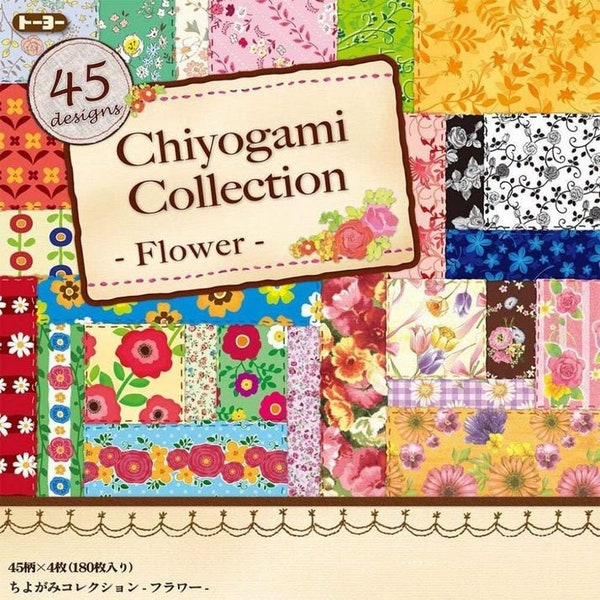 Neu!! 180 Stück Chiyogami-Kollektion, Papierblumenmuster kawaii, hergestellt in Japan, Origami, jeweils 15 cm x 15 cm