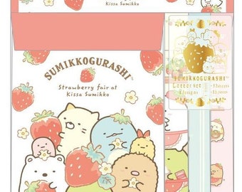 New!! stationery letter paper envelope Sumikko gurashi strawberry ichigo fair kissa sumikko made in Japan San-X kawaii writing