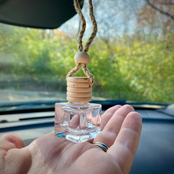 P & D Aroma Car Air Freshener - Musk| Car Hanging Perfume Air Freshener  Glass Bottle for Essential Oils with Wooden Diffuser Lid |Long Lasting