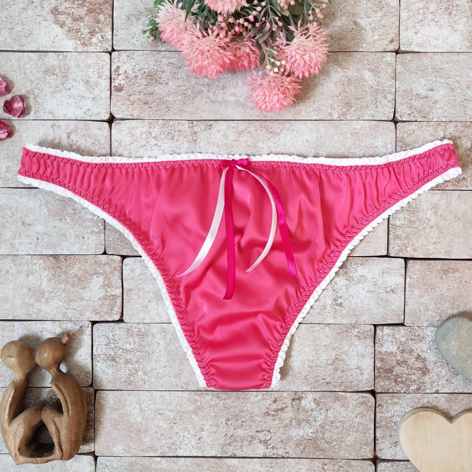 Baby Pink Satin Panties Sissy Tanga Knickers Underwear Briefs Sizes 10 ...