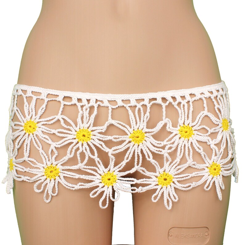 on the hips mini skirt Crocheted skirt chamomiles