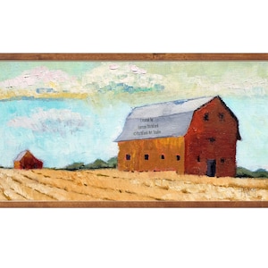 Giclee Print of Original Oil Painting of Red Barn in Wheatfield