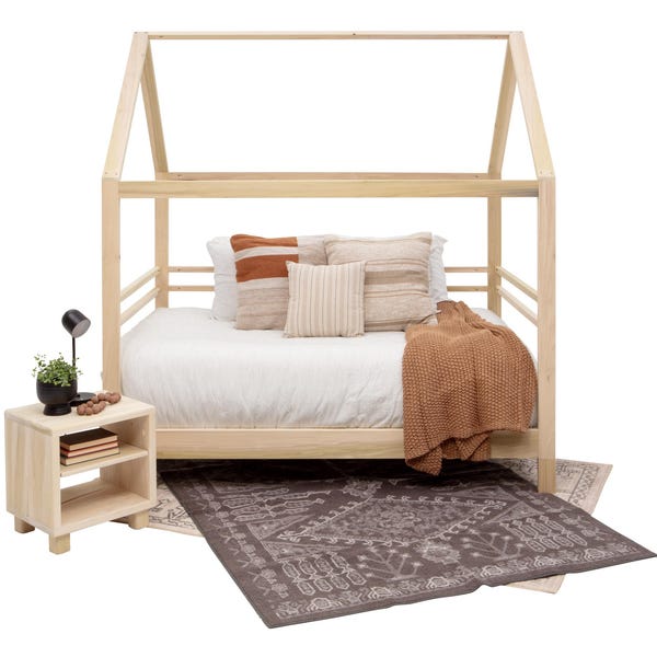 Customizable Montessori Floor Bed: Twin to Queen House Frame with Slats for Toddler Independence