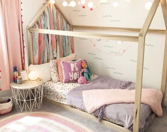 kids twin house bed