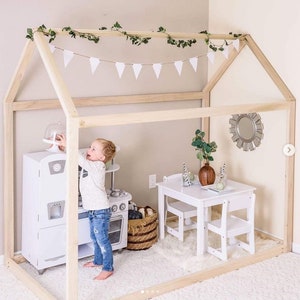 Handcrafted Slim Montessori Twin House Bed Frame for Toddler Floor Sleeping - Made in USA