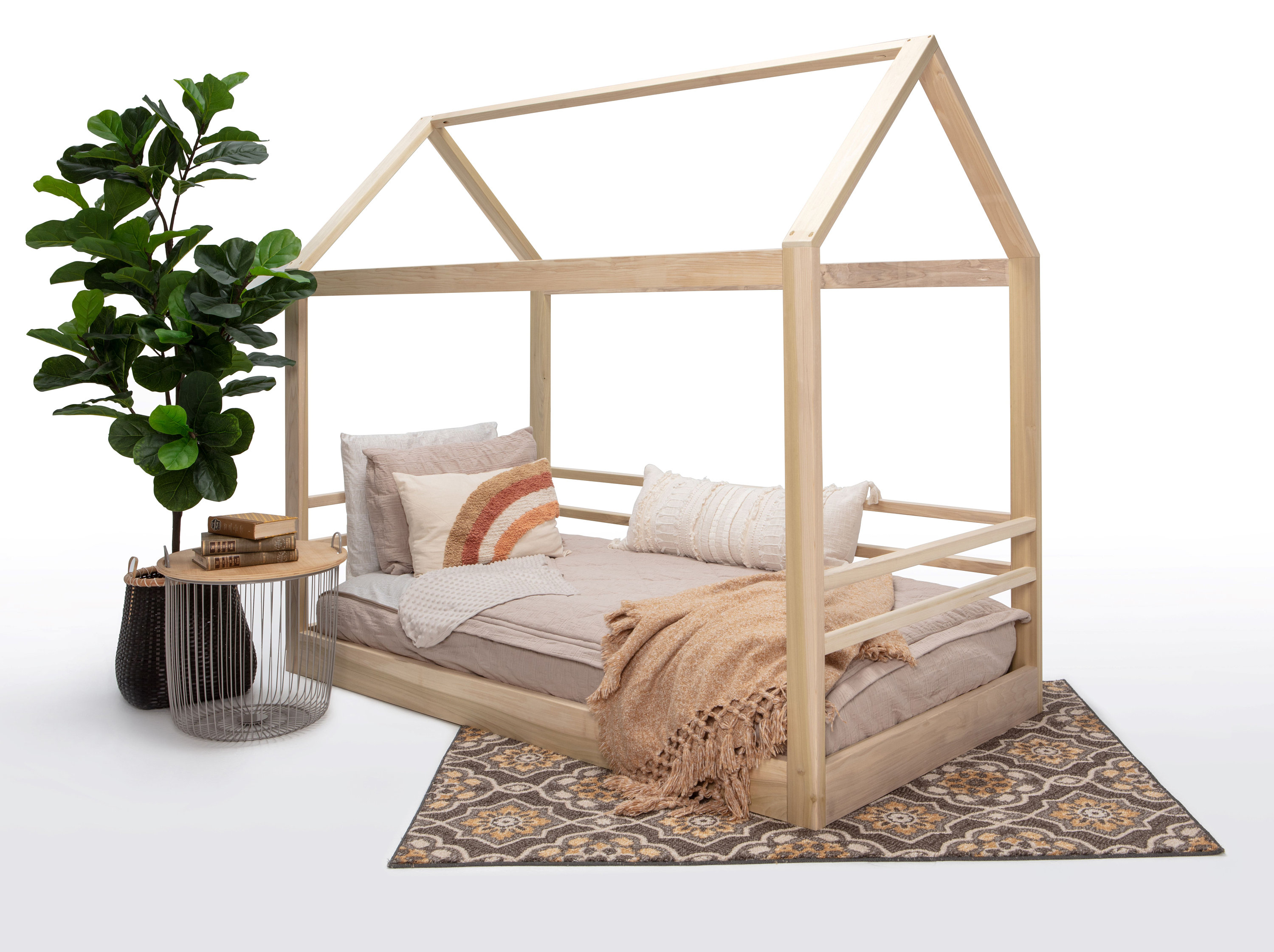 Montessori Twin Full or Queen Sized House Bed Slats Railings 3