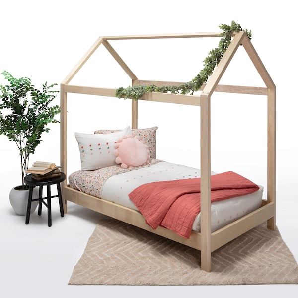 Wood Frame House Bed Etsy