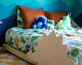 Montessori inspired Dinosaur bed, platform style, twin, twin XL, full, queen, low profile