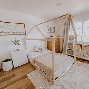 Full Size Montessori House Bed Frame: Handmade Poplar Wood