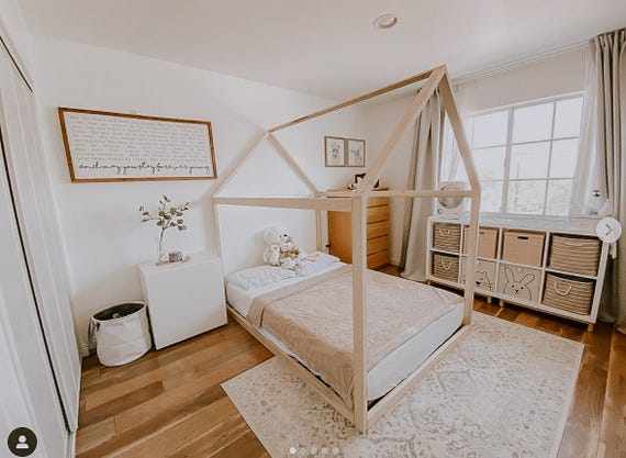 Full House Bed Frame, Solid Poplar, Floor or Legs, Made in USA