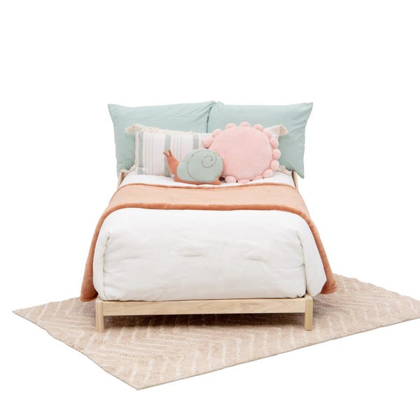 Solid Poplar Low-Profile Floor Bed with Slats, Twin