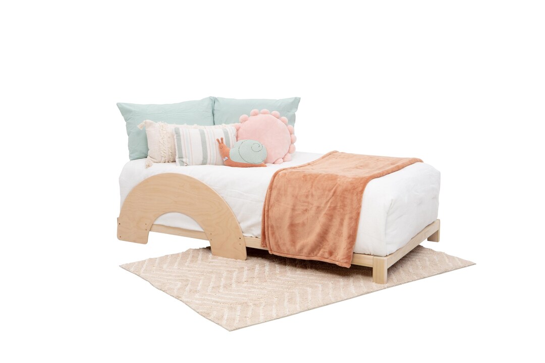 Montessori Wooden Floor Bed: Arched Rails, Multiple Sizes, Toddler ...