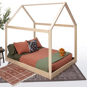 Full Size House Bed Frame Made in US Optional Slats and Legs Etsy UK