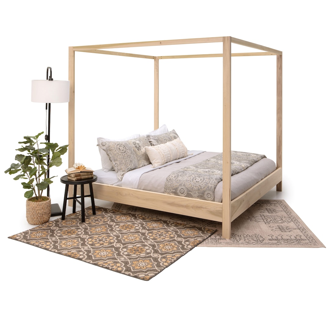 Solid Wood Montessori King Canopy Platform Bed Frame Low Profile Farmhouse Style California King Available Etsy