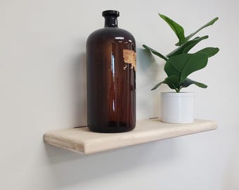Minimalist Floating Shelf - 24/36 Inch Solid Poplar Wood Wall Display for Bedroom, Entryway, Living Room