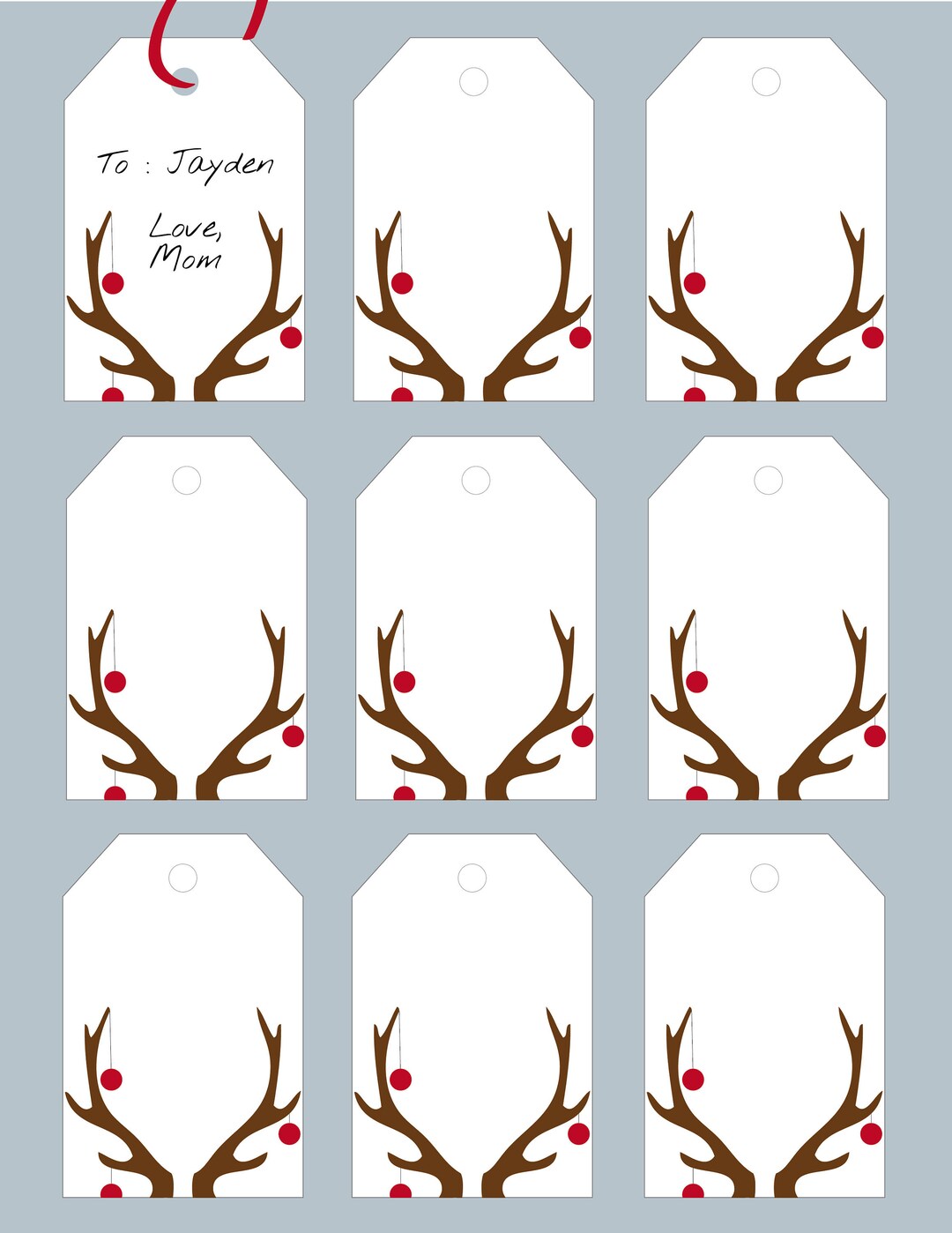 Printable Reindeer Gift Tags, DIY Gift Tags, Christmas Gift Tag, Gift ...