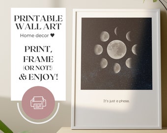 Moon phases printable wall art, moon poster
