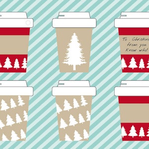 Printable coffee cup gift tags, cute gift tags, Christmas gift tag, coffee gift, gift tags, printable tags, DIY gift tag , coffee cup tag image 1