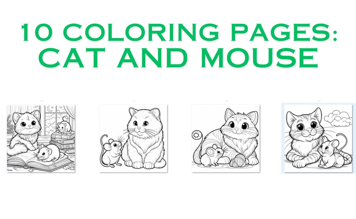 10 Cat and Mouse Coloring Pages for Kids, Cat Mouse Coloring Activity ...