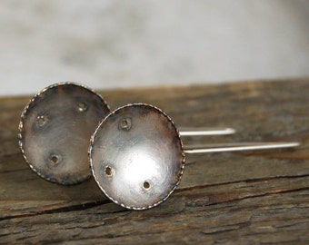 simple silver earrings, oxidized silver earrings