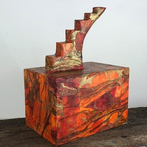 GOLDEN WALK, a Stairway To Heaven One of a kind, Full Size Cremation Art Urn for Human or Pet Ashes