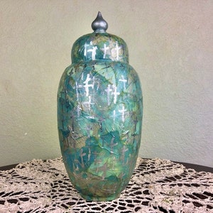 BLESSED - 2, a Unique, Christian Ceramic Mid-Size Cremation Urn for Human or Pet Ashes