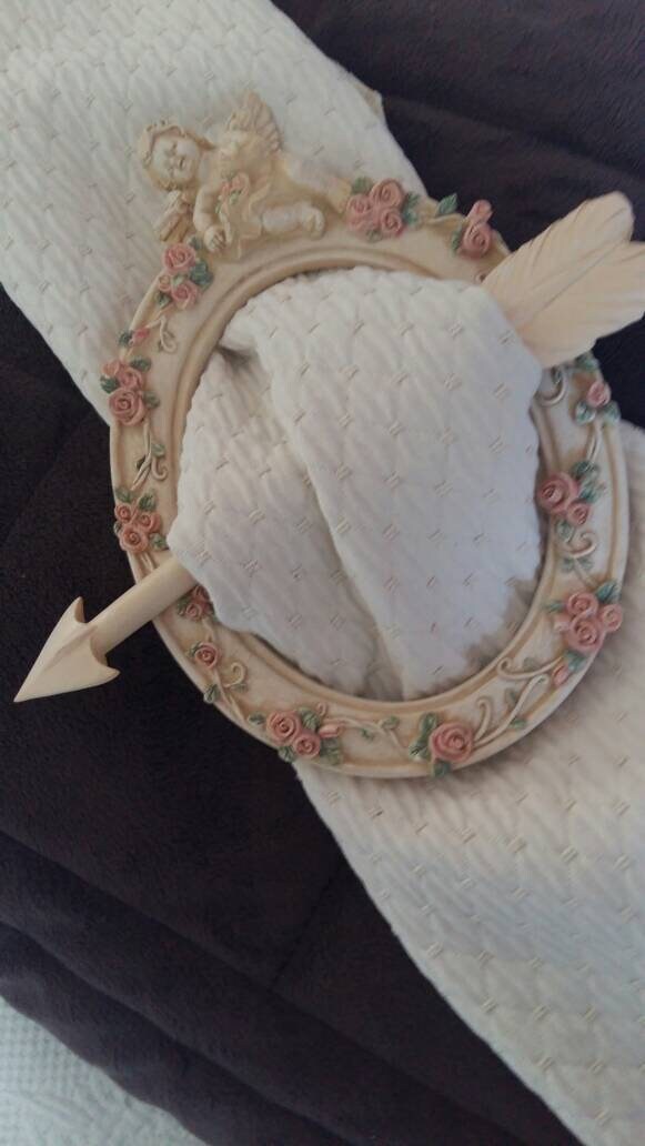 Embrasse Pour Rideau Motif Fleurs et Ange en Résine