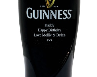 Custom Engraved Guinness Infinity Pint Glass. Personalized with your Message. Ireland's favourite drink.