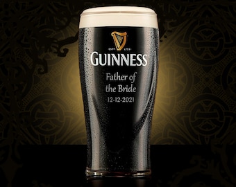 Custom Engraved Guinness Infinity Pint Glass. Personalized with your Message. Ireland's favourite drink.
