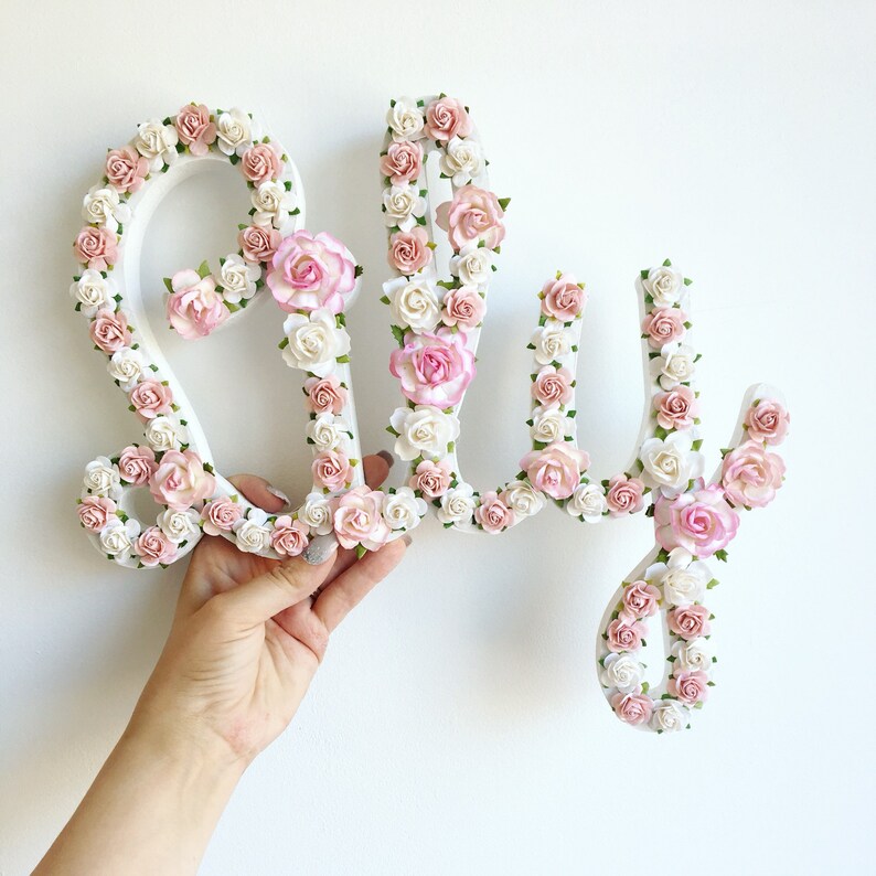 Custom Made Floral Script Names// Nursery Decor// Room Decor | Etsy