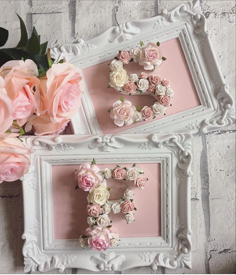 Custom Made Framed Floral Letters Babyshower Gift Etsy Custom Made Framed Floral Letters Babyshower Gift Etsy