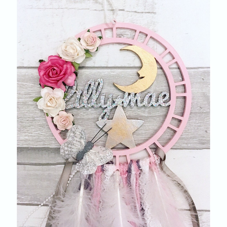 Custom made floral dream catcher//baby shower gift// nursery Etsy