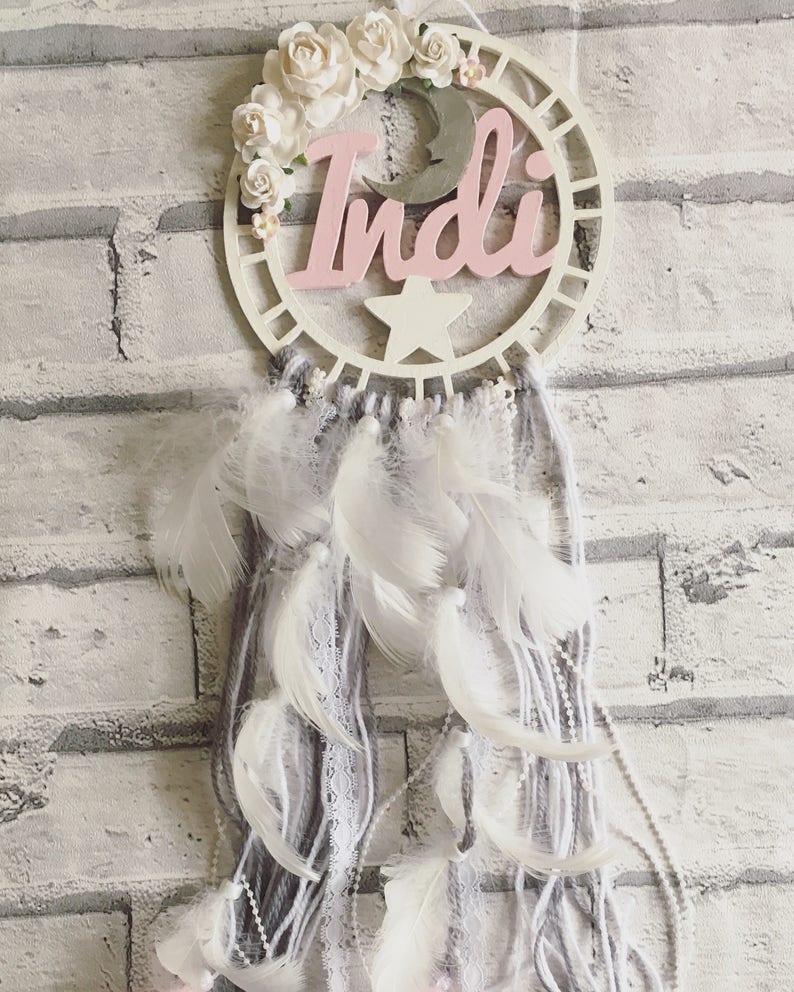 Custom made floral dream catcher//baby shower gift// nursery Etsy