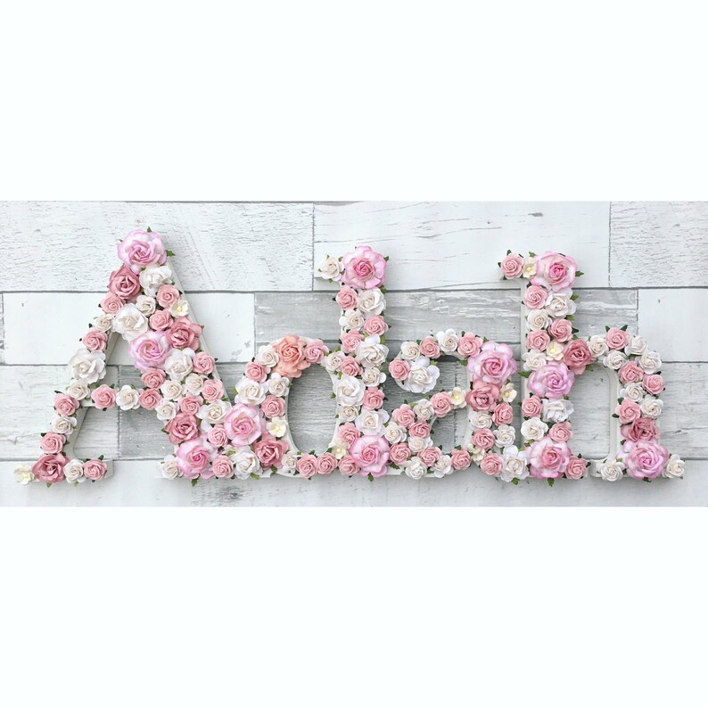 Custom made floral full names SMALL // nursery decor// room | Etsy