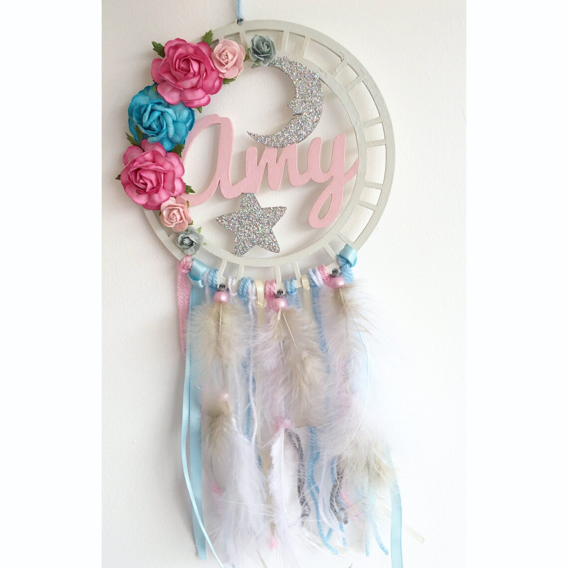 Custom made floral dream catcher//baby shower gift// nursery Etsy