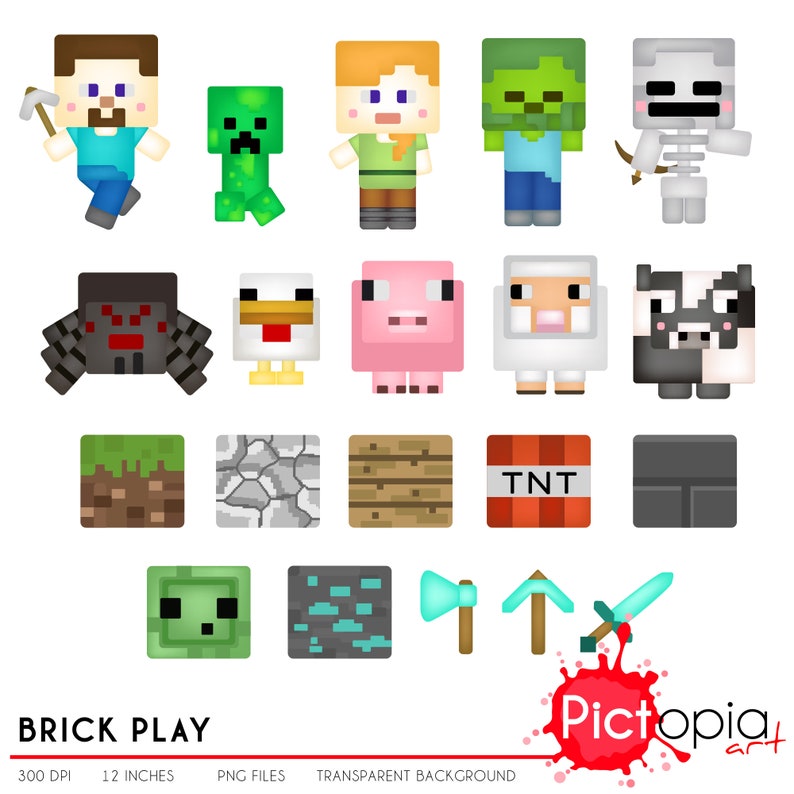 Block Play Clipart Cute Block Character Clip Art Block Etsy