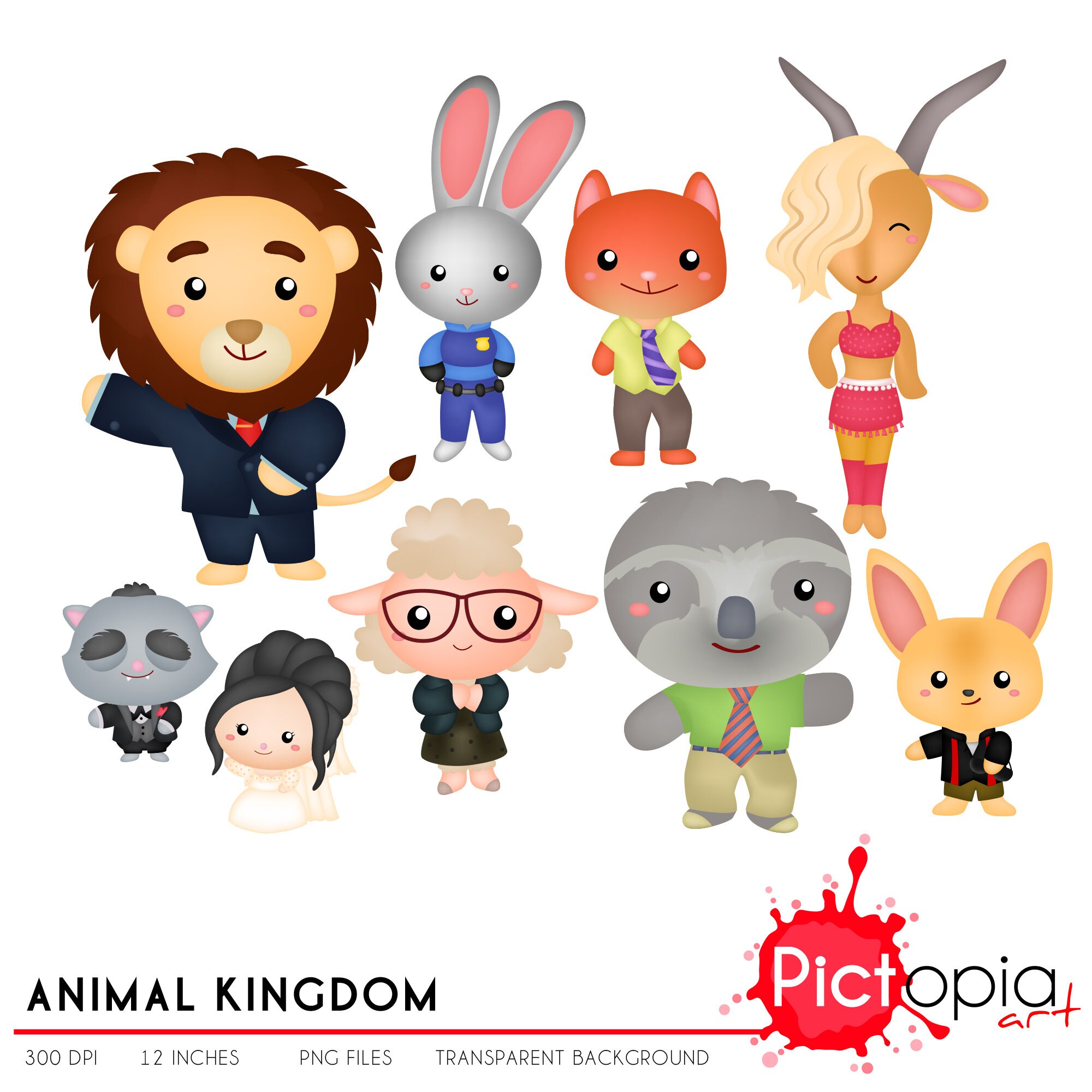 Animal Kingdom Clipart Cute Animal Clip Art Animal in | Etsy