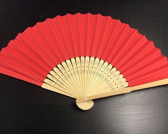 WS UK Fabric Handheld Folding Fan Red WS UK Fabric Handheld Folding Fan Red