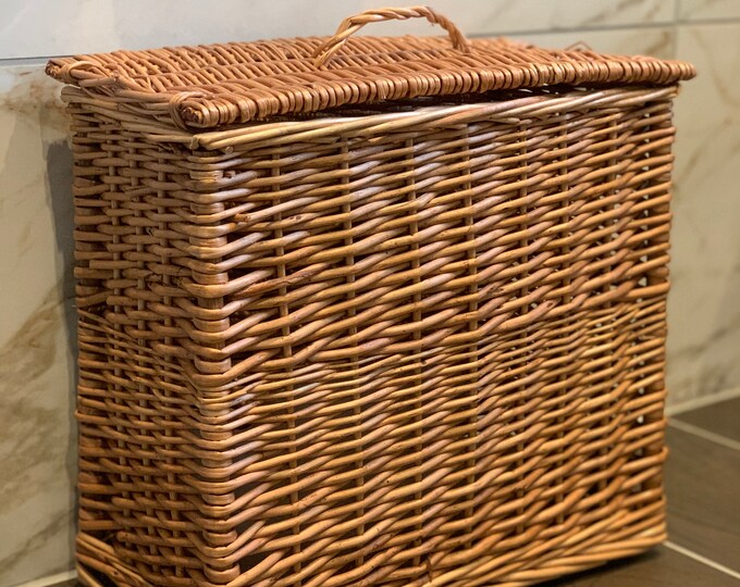 New Wicker Bathroom Storage Unit With Lid Natural Handmade Etsy