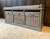 Grey Classy Vintage Shoe Storage Bench Window Seat Hallway Furniture Ottoman