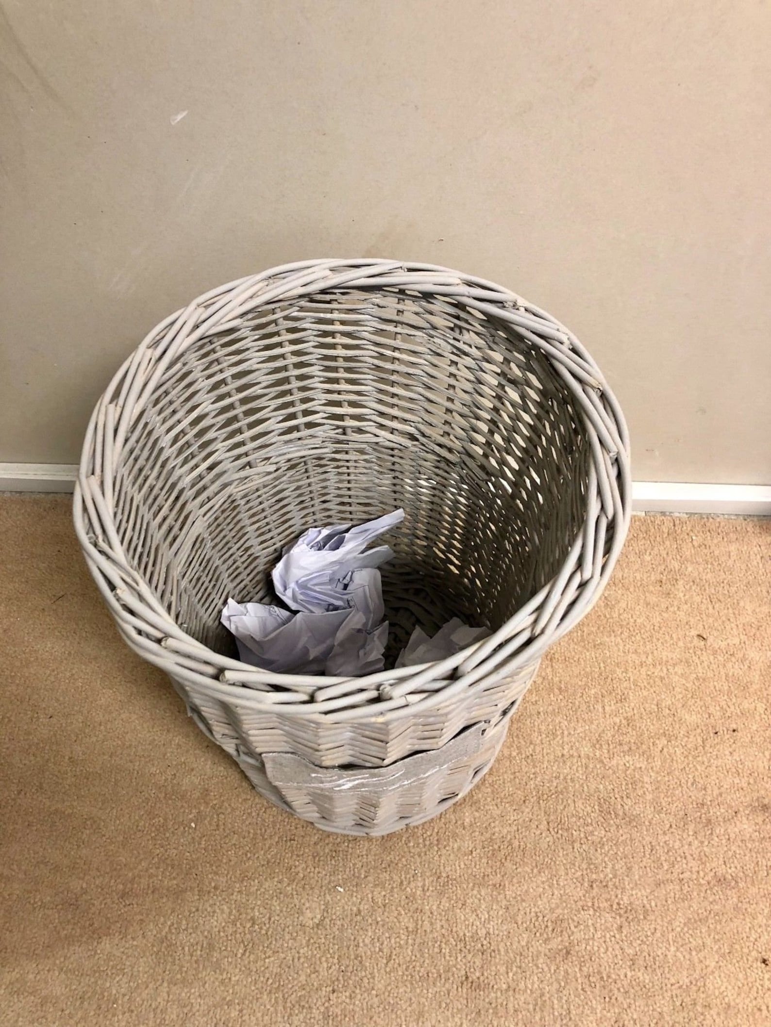 Grey Rattan Square Wicker Waste Paper Bin Storage Basket Home Etsy UK
