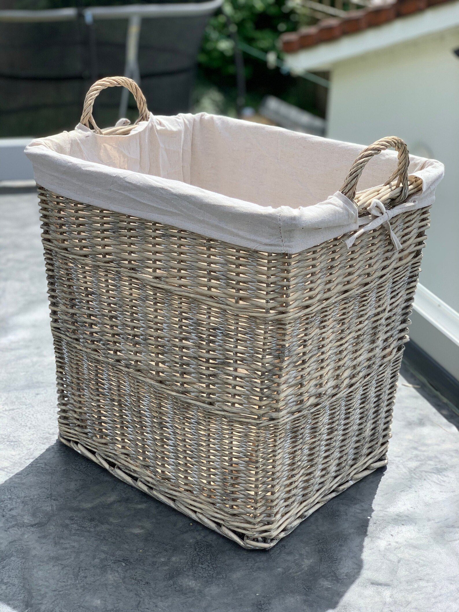 Extra Large Willow Storage Basket Lined With Handles Etsy