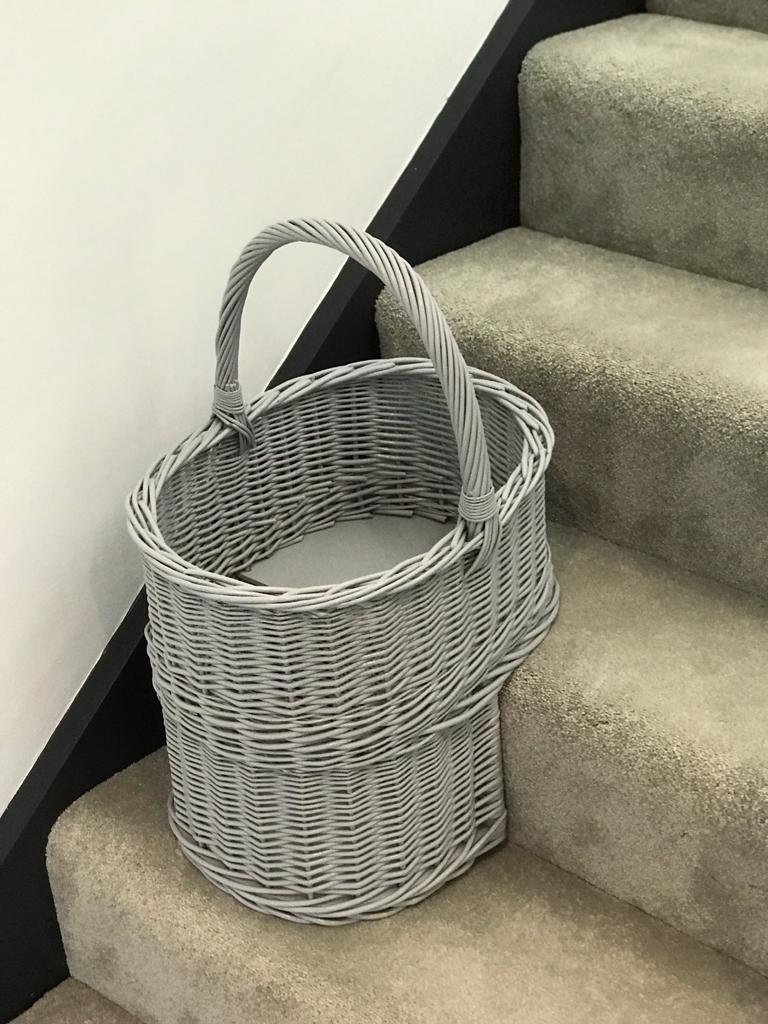 Home Delights Grey Wicker Stairs Basket / Storage Declutter Etsy